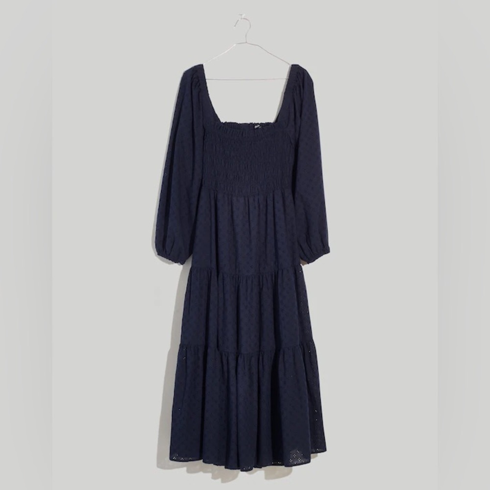 Madewell Lucie Cutout-Back Midi Dress Deep Indigo Blue Size Small S 100% Cotton